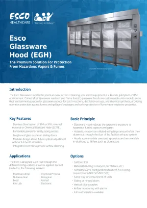 Esco Glassware Hoods Sell Sheet​​